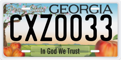 GA license plate CXZ0033