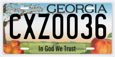 GA license plate CXZ0036