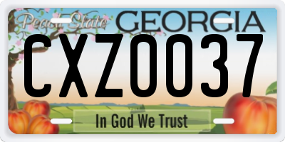 GA license plate CXZ0037
