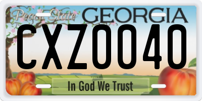 GA license plate CXZ0040