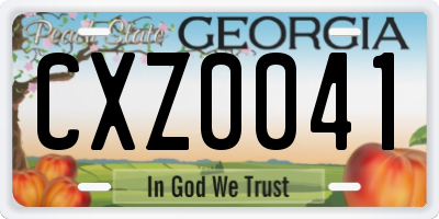 GA license plate CXZ0041