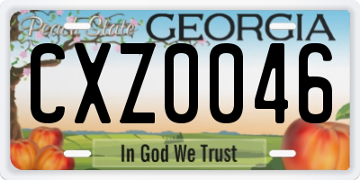 GA license plate CXZ0046