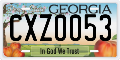 GA license plate CXZ0053