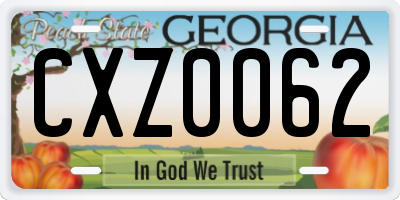 GA license plate CXZ0062