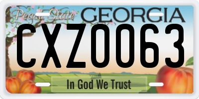 GA license plate CXZ0063