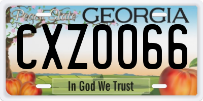 GA license plate CXZ0066