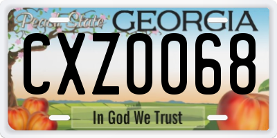 GA license plate CXZ0068