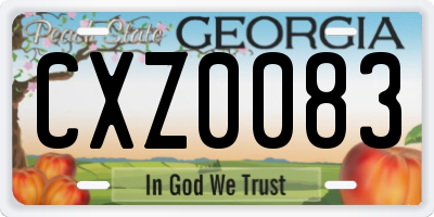 GA license plate CXZ0083