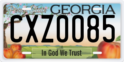 GA license plate CXZ0085