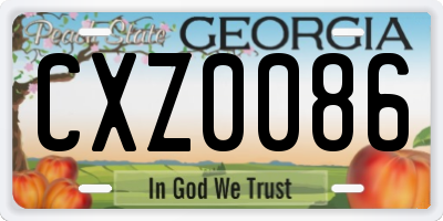 GA license plate CXZ0086