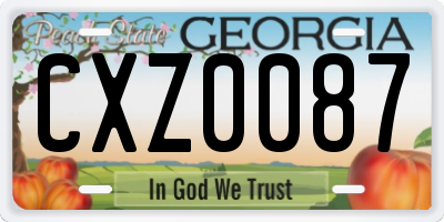 GA license plate CXZ0087