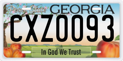 GA license plate CXZ0093