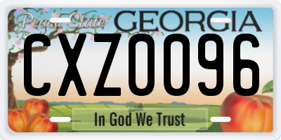 GA license plate CXZ0096
