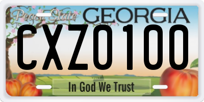 GA license plate CXZ0100