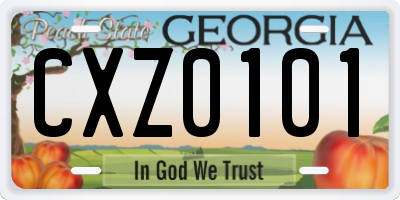 GA license plate CXZ0101