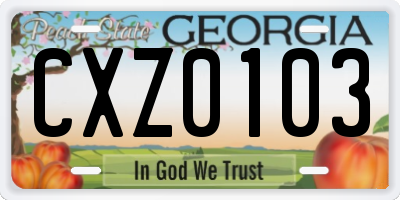 GA license plate CXZ0103