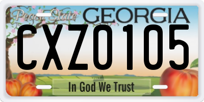 GA license plate CXZ0105