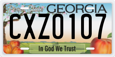 GA license plate CXZ0107