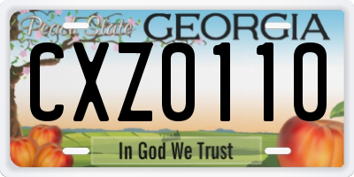 GA license plate CXZ0110