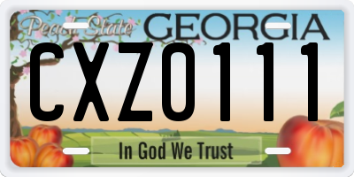 GA license plate CXZ0111