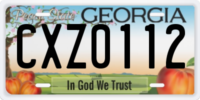 GA license plate CXZ0112