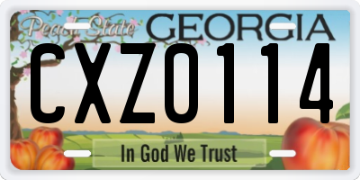 GA license plate CXZ0114