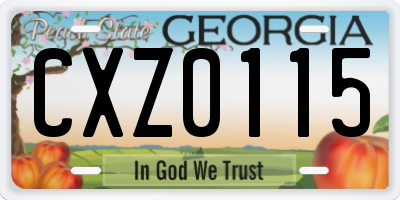 GA license plate CXZ0115