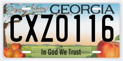 GA license plate CXZ0116