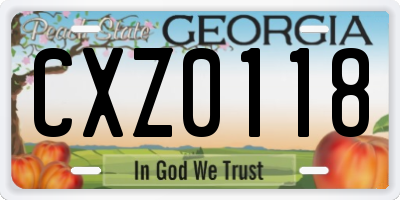 GA license plate CXZ0118