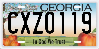 GA license plate CXZ0119