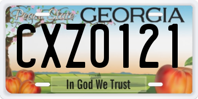 GA license plate CXZ0121