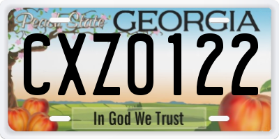 GA license plate CXZ0122
