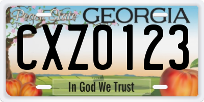 GA license plate CXZ0123