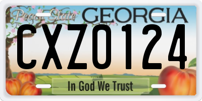 GA license plate CXZ0124
