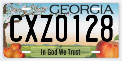 GA license plate CXZ0128