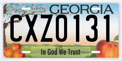 GA license plate CXZ0131