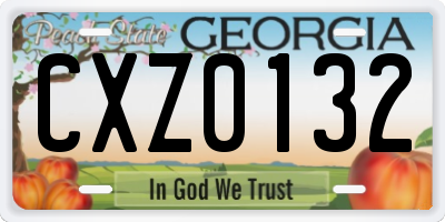 GA license plate CXZ0132