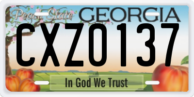 GA license plate CXZ0137