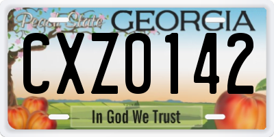 GA license plate CXZ0142