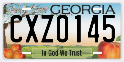 GA license plate CXZ0145