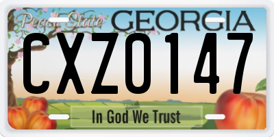 GA license plate CXZ0147
