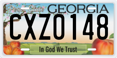 GA license plate CXZ0148