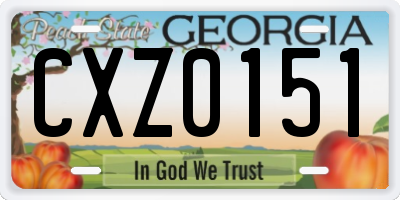 GA license plate CXZ0151