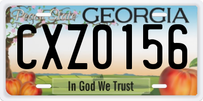 GA license plate CXZ0156