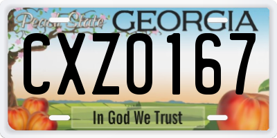 GA license plate CXZ0167