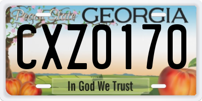 GA license plate CXZ0170