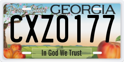 GA license plate CXZ0177