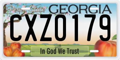 GA license plate CXZ0179