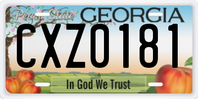 GA license plate CXZ0181