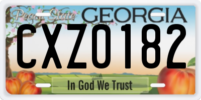 GA license plate CXZ0182